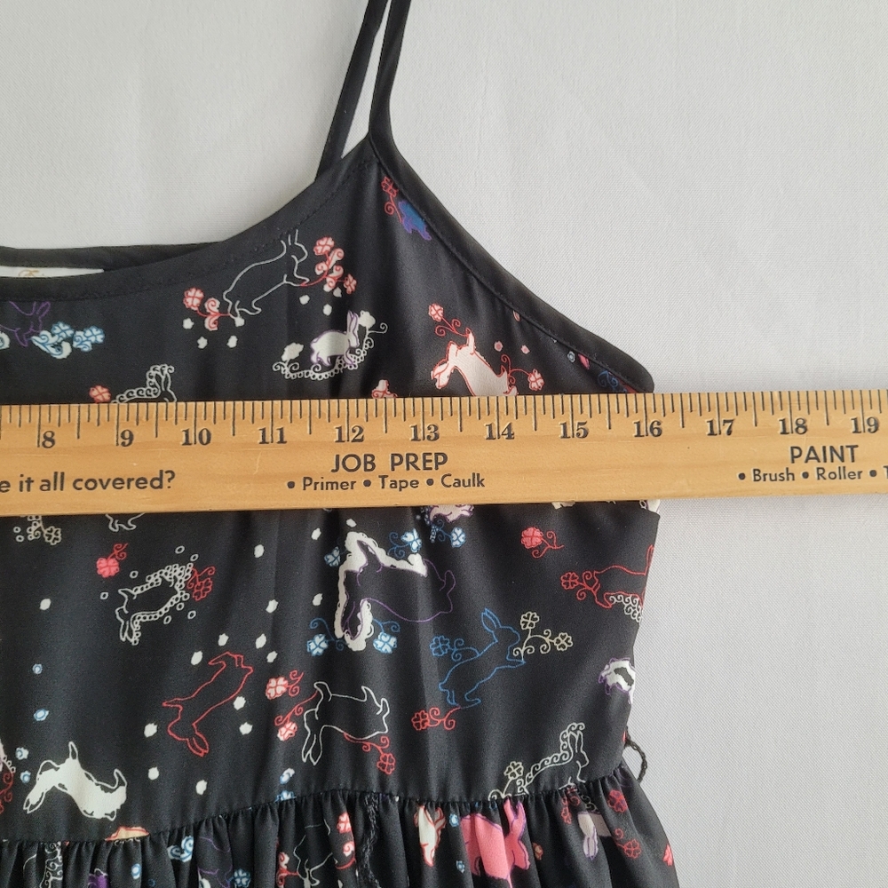 Erin Fetherston Target Slip Babydoll Dress Juniors 9 Black Novelty Flare Rabbit - Picture 3 of 13
